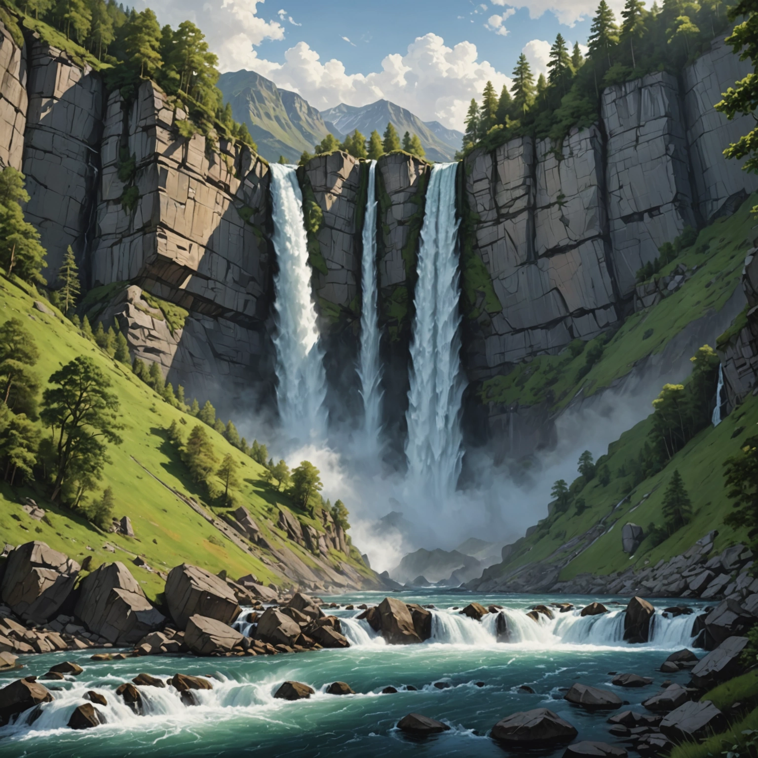 Водопад: Мощь потока и величие скалы в одном природном явлении